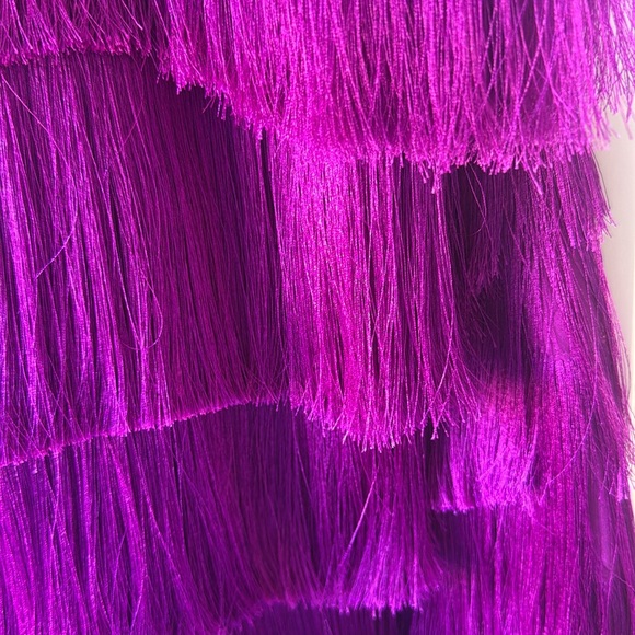 $495 FUCHSIA Milly Nuoir Metallic Fringe Dress - Picture 6 of 6